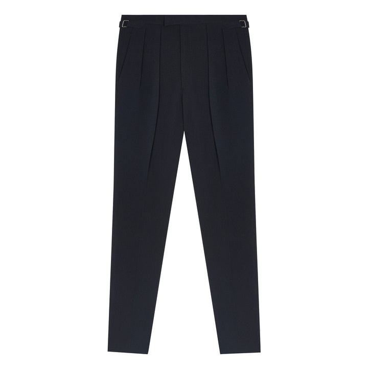 Grant Black Seersucker Cotton Trousers