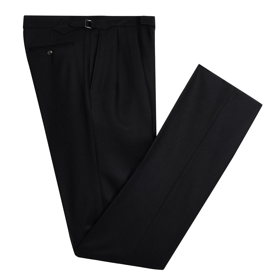 Grant Black Wool Flannel Trousers