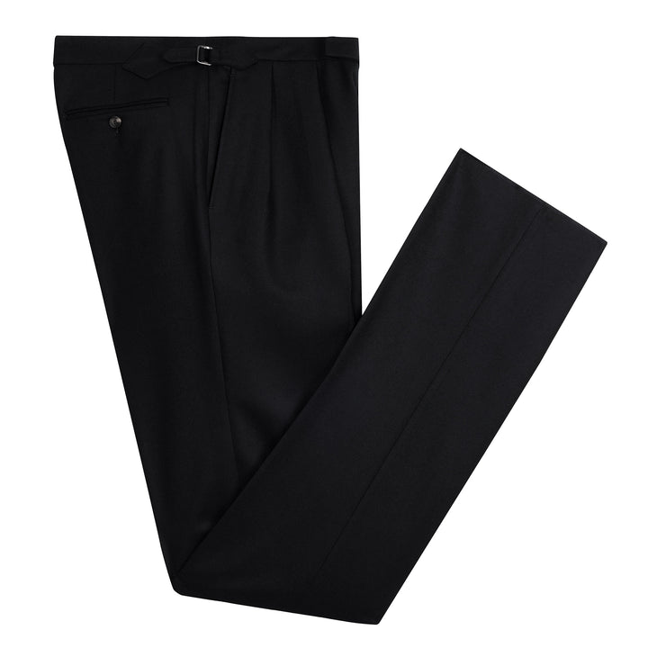 Grant Black Wool Flannel Trousers