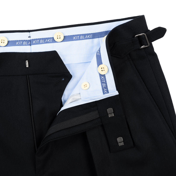 Grant Black Wool Flannel Trousers