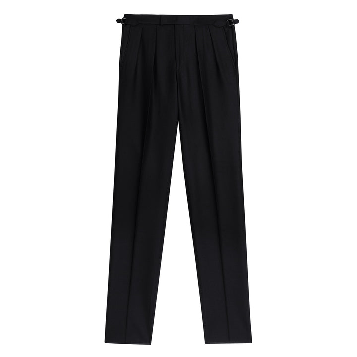Grant Black Wool Flannel Trousers