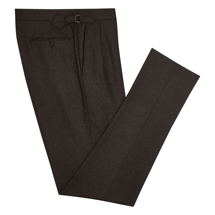 Grant Brown Flannel Wool Flannel trousers-Kit Blake-savilerowtrousers