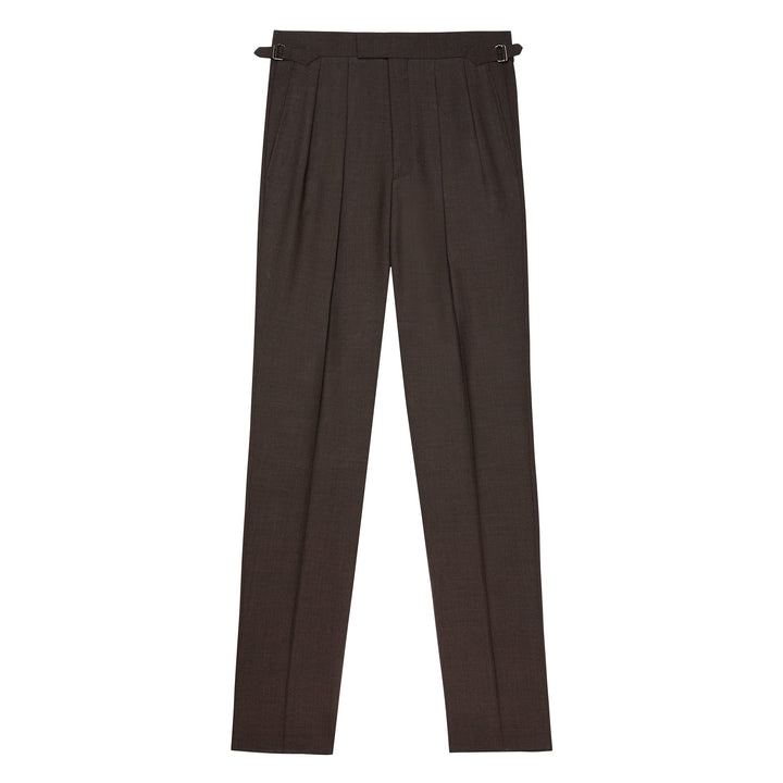 Grant Brown Fresco Wool Trousers-Kit Blake-Savile Row Inspired