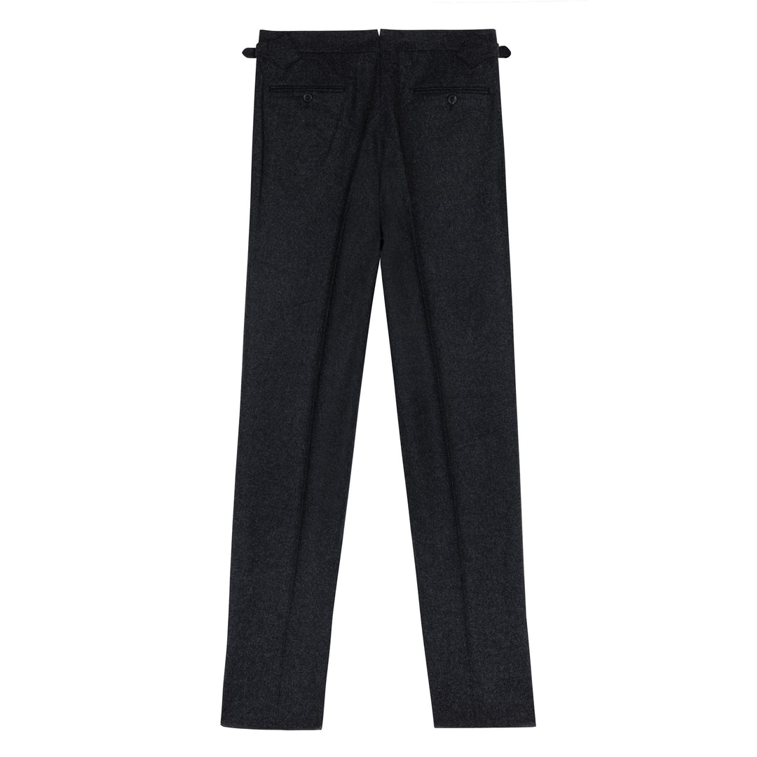 Grant Charcoal Fox Brothers Wool Flannel Trousers-Kit Blake
