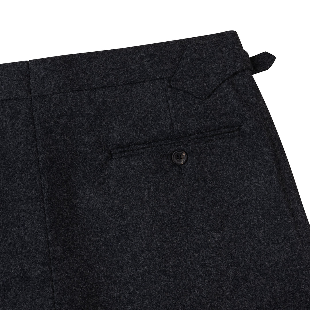 Grant Charcoal Fox Brothers Wool Flannel Trousers-Kit Blake