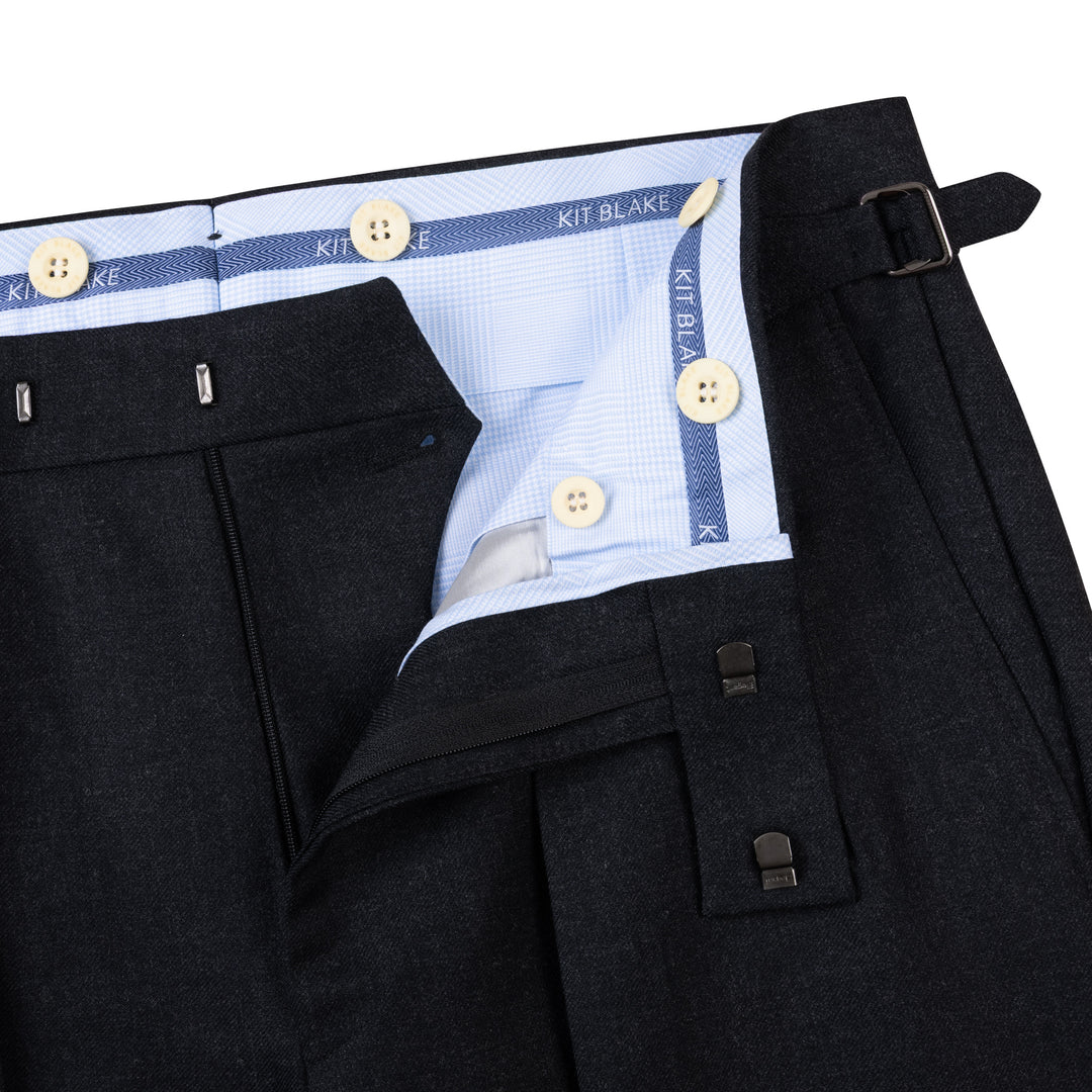 Grant Charcoal Harrisons Worsted Wool Trousers-Kit Blake