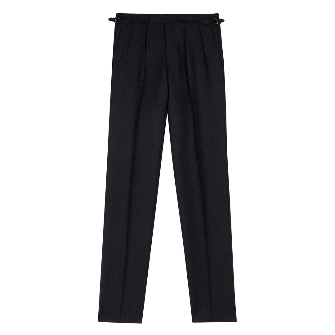 Grant Charcoal Harrisons Worsted Wool Trousers-Kit Blake
