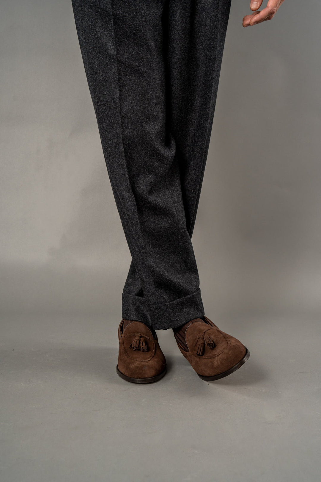 Grant Charcoal Wool Flannel Trousers