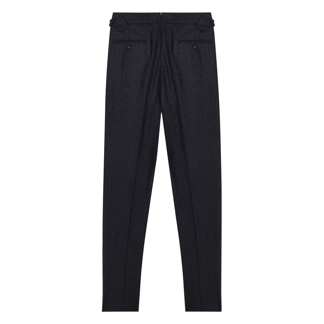 Grant Charcoal Wool Flannel trousers-Kit Blake-savilerowtrousers