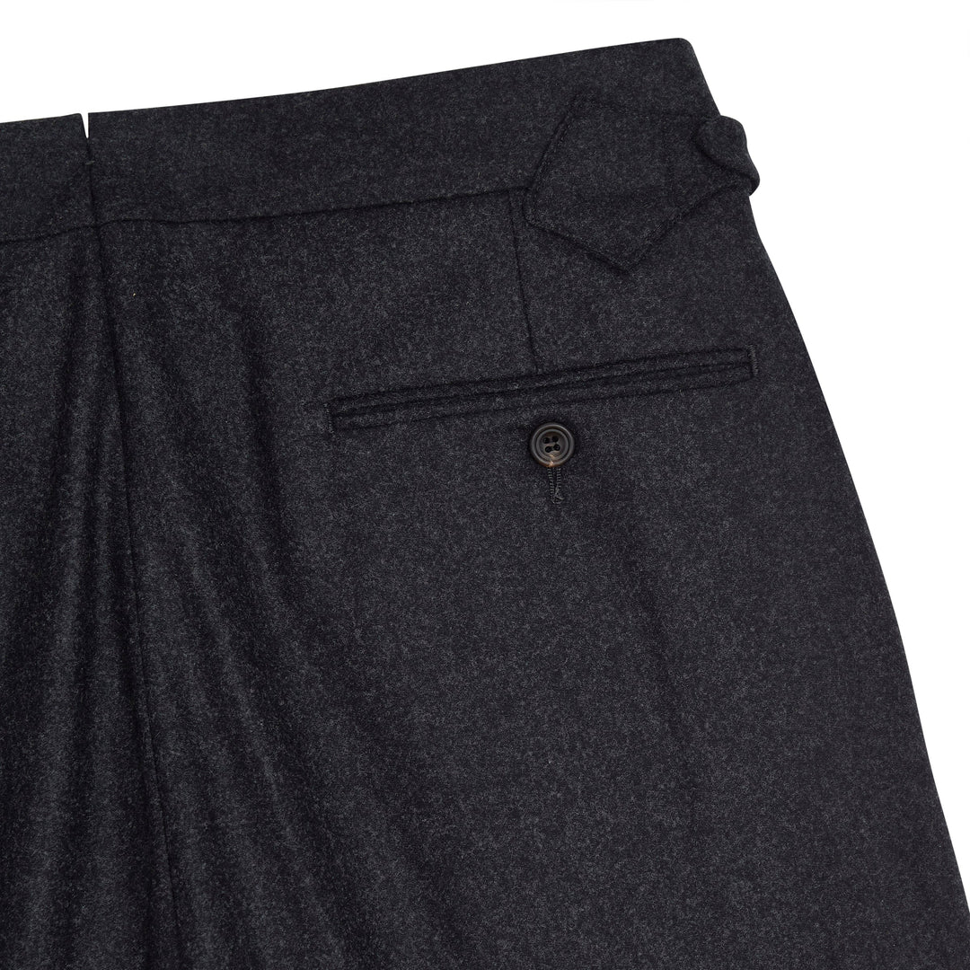 Grant Charcoal Wool Flannel trousers-Kit Blake-savilerowtrousers