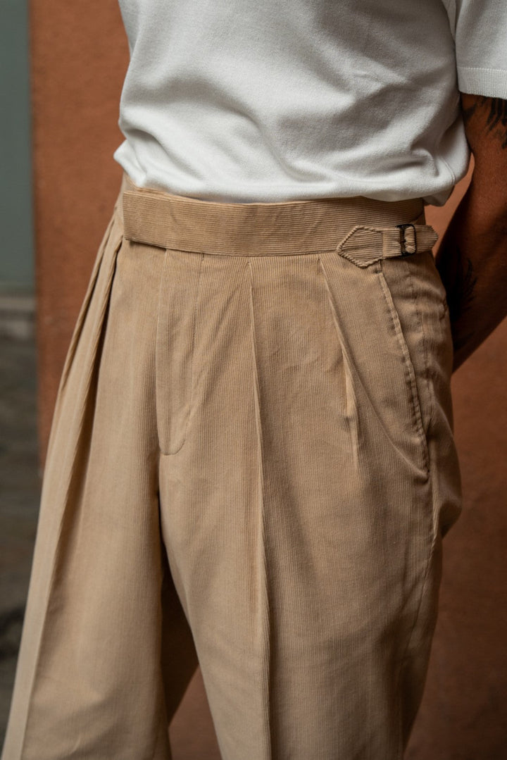 Grant Cream Cotton Corduroy Trousers-Kit Blake-savilerowtrousers