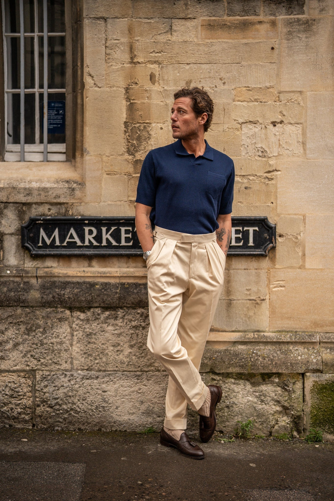 Grant Cream Cotton Trousers-Grant-Kit Blake