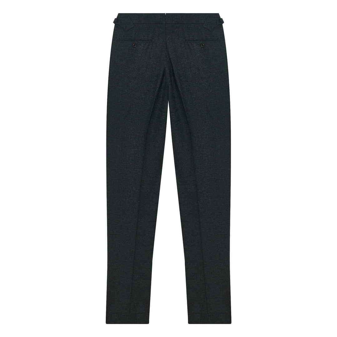 Grant Dark Green Wool Flannel trousers-Kit Blake-savilerowtrousers