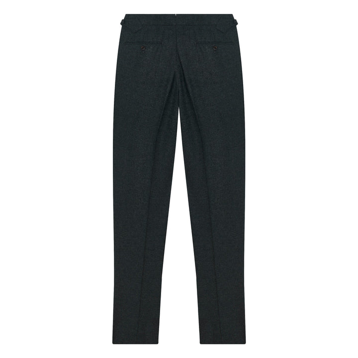 Grant Dark Green Wool Flannel trousers-Kit Blake-savilerowtrousers