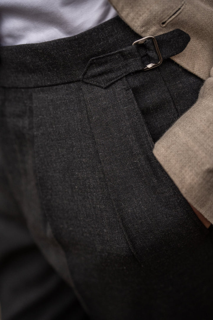 Grant Dark Grey Fresco Wool Trousers-Grant-Kit Blake