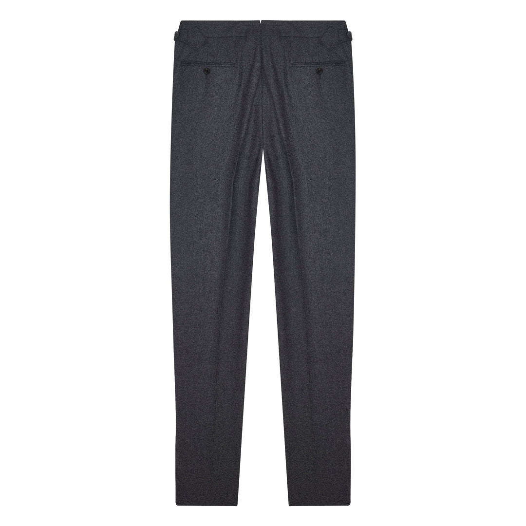 Grant Dark Grey Wool Flannel trousers-Kit Blake-savilerowtrousers