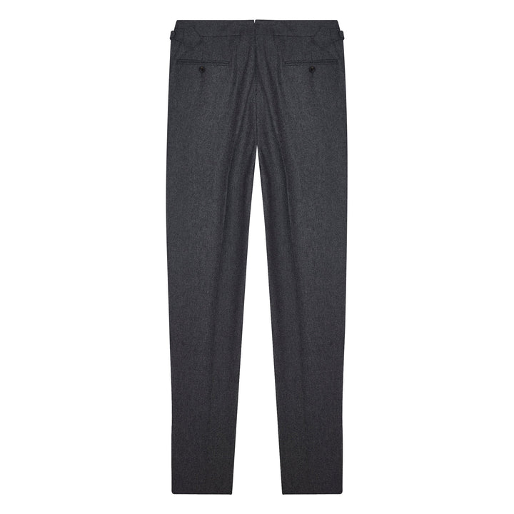 Grant Dark Grey Wool Flannel trousers-Kit Blake-savilerowtrousers