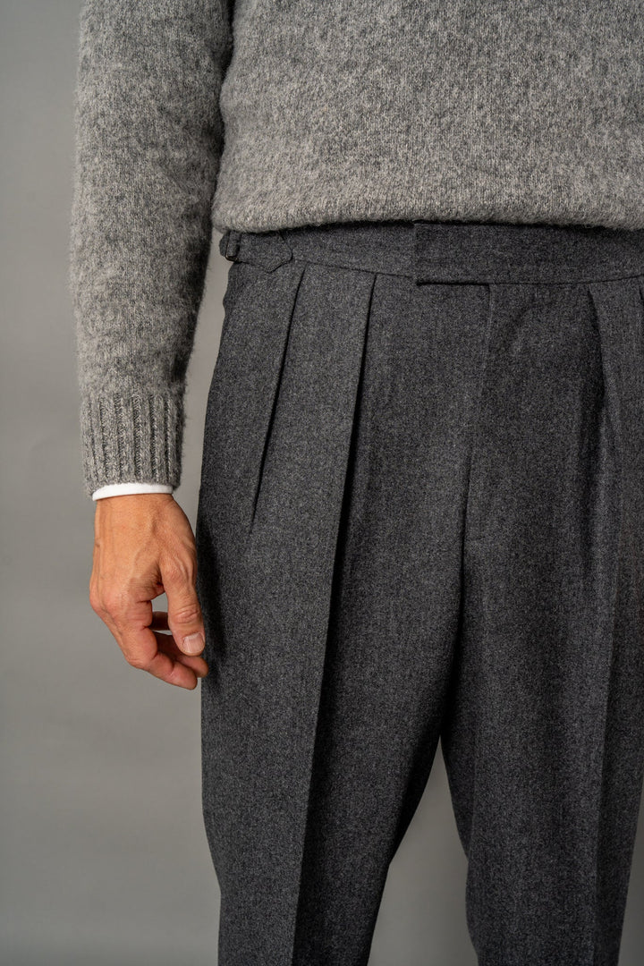 Grant Dark Grey Wool Flannel Trousers