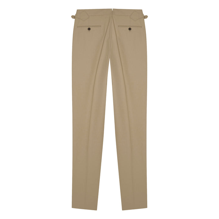 Grant Light Beige Cotton Twill Trousers-Kit Blake-savilerowtrousers