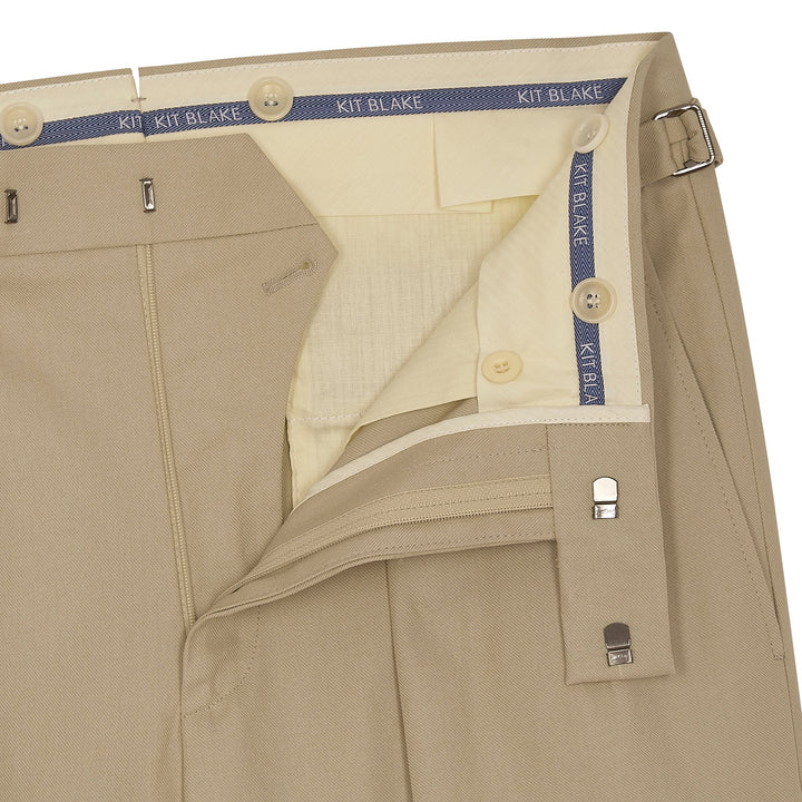 Grant Light Beige Cotton Twill Trousers-Kit Blake-savilerowtrousers