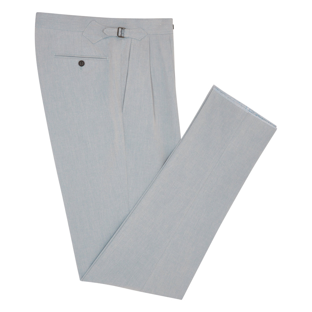 Grant Light Blue Cotton Trousers-Grant-Kit Blake-Savile Row Trousers