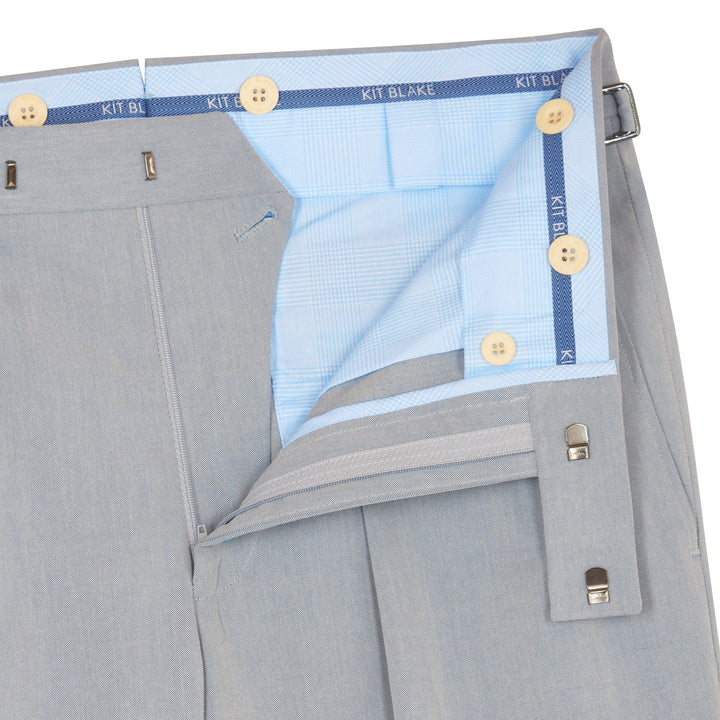 Grant Light Blue Cotton Trousers-Grant-Kit Blake-Savile Row Trousers
