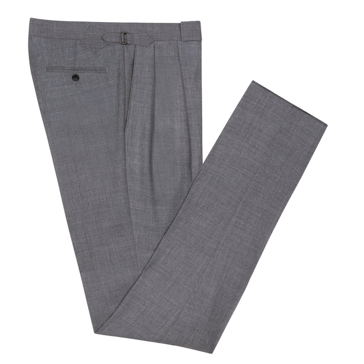 Grant Light Grey Fresco Wool Trousers-Kit Blake-Savile Row Inspired