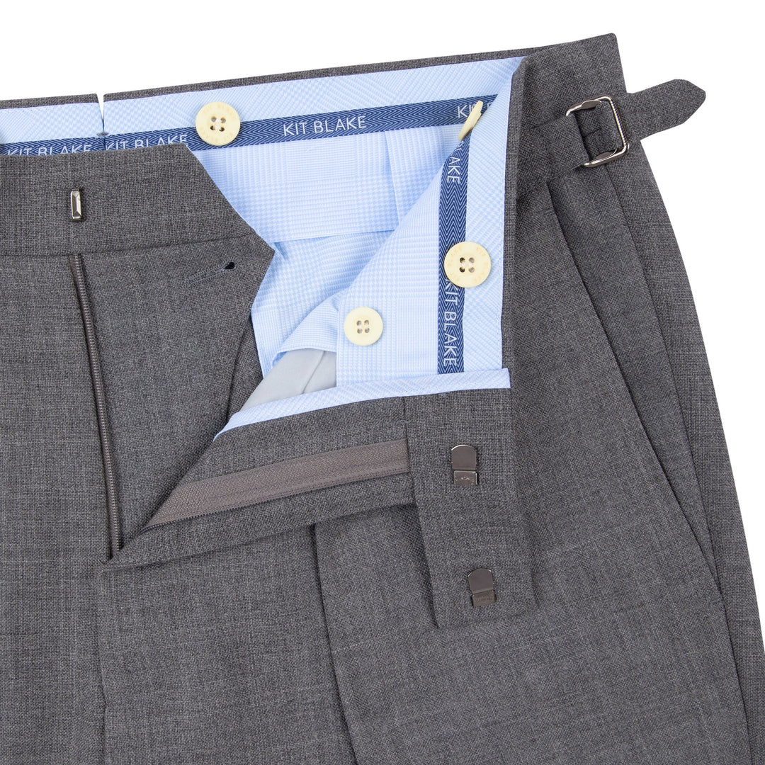 Grant Light Grey Fresco Wool Trousers-Kit Blake-Savile Row Inspired