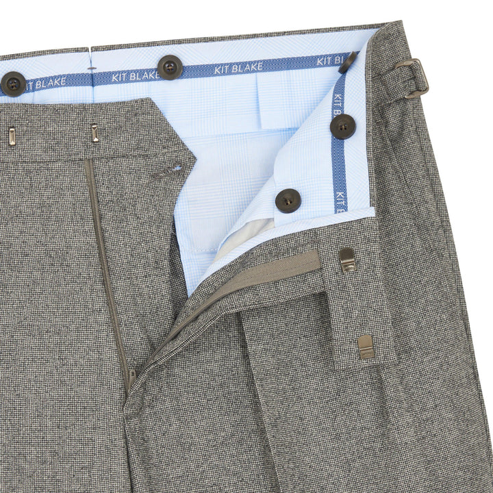 Grant Light Grey Houndstooth Wool Trousers-Grant-Kit Blake-Savile Row Trousers