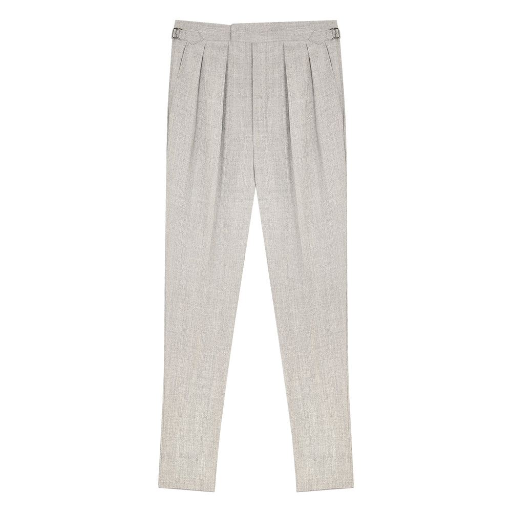 Grant Light Grey Wool Flannel Trousers-Grant-Kit Blake