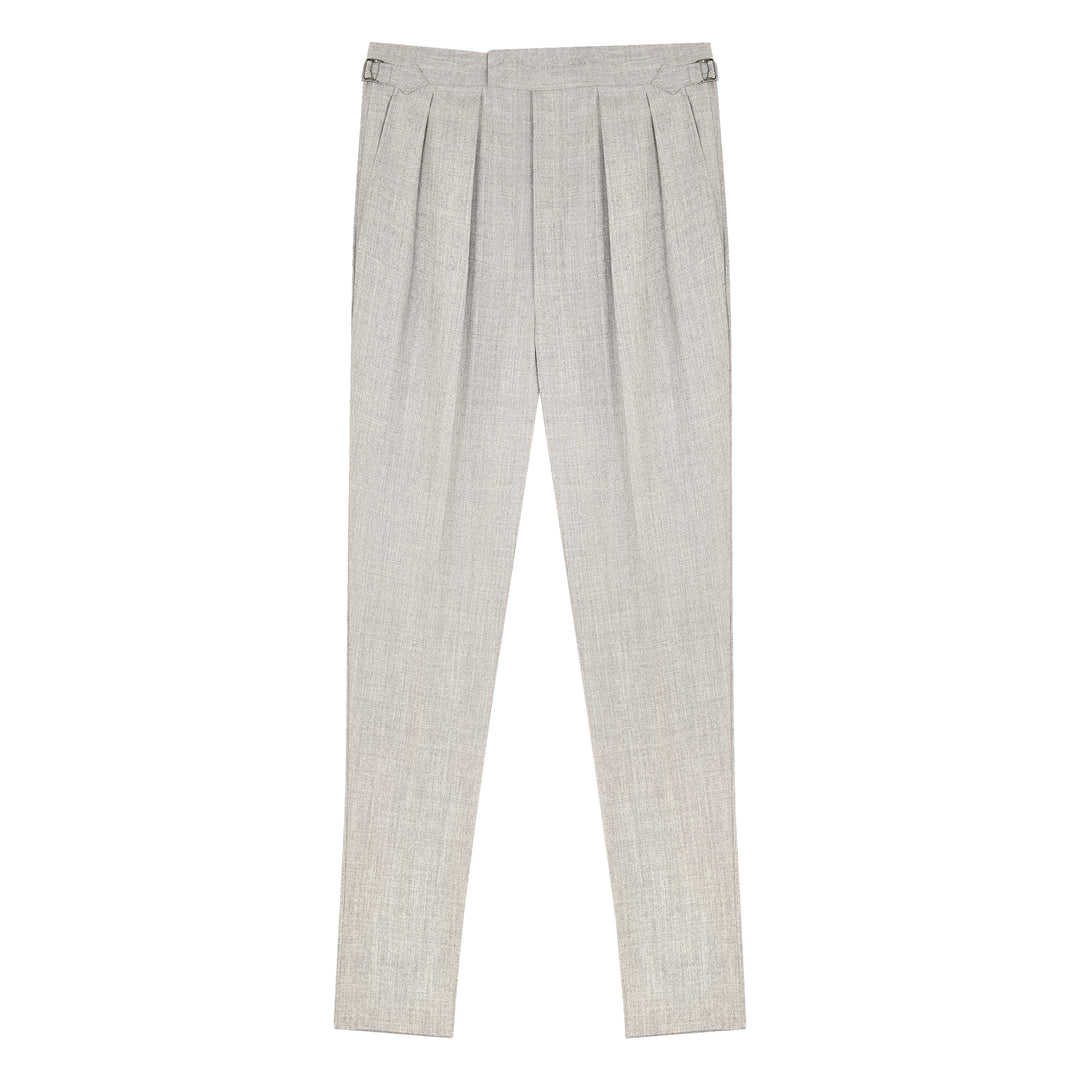 Grant Light Grey Wool Flannel Trousers-Grant-Kit Blake