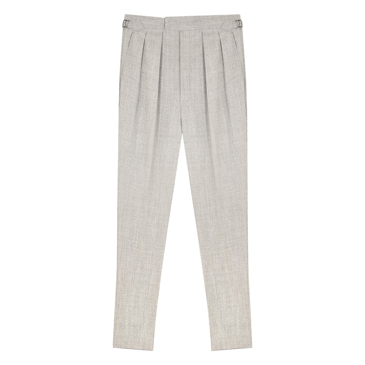 Grant Light Grey Wool Flannel Trousers-Grant-Kit Blake