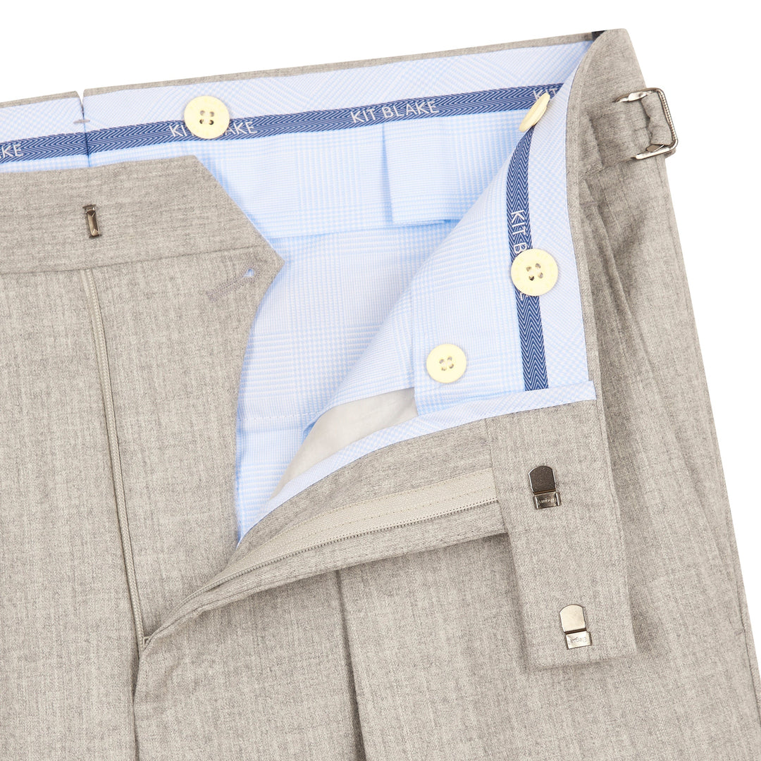 Grant Light Grey Wool Flannel Trousers-Grant-Kit Blake