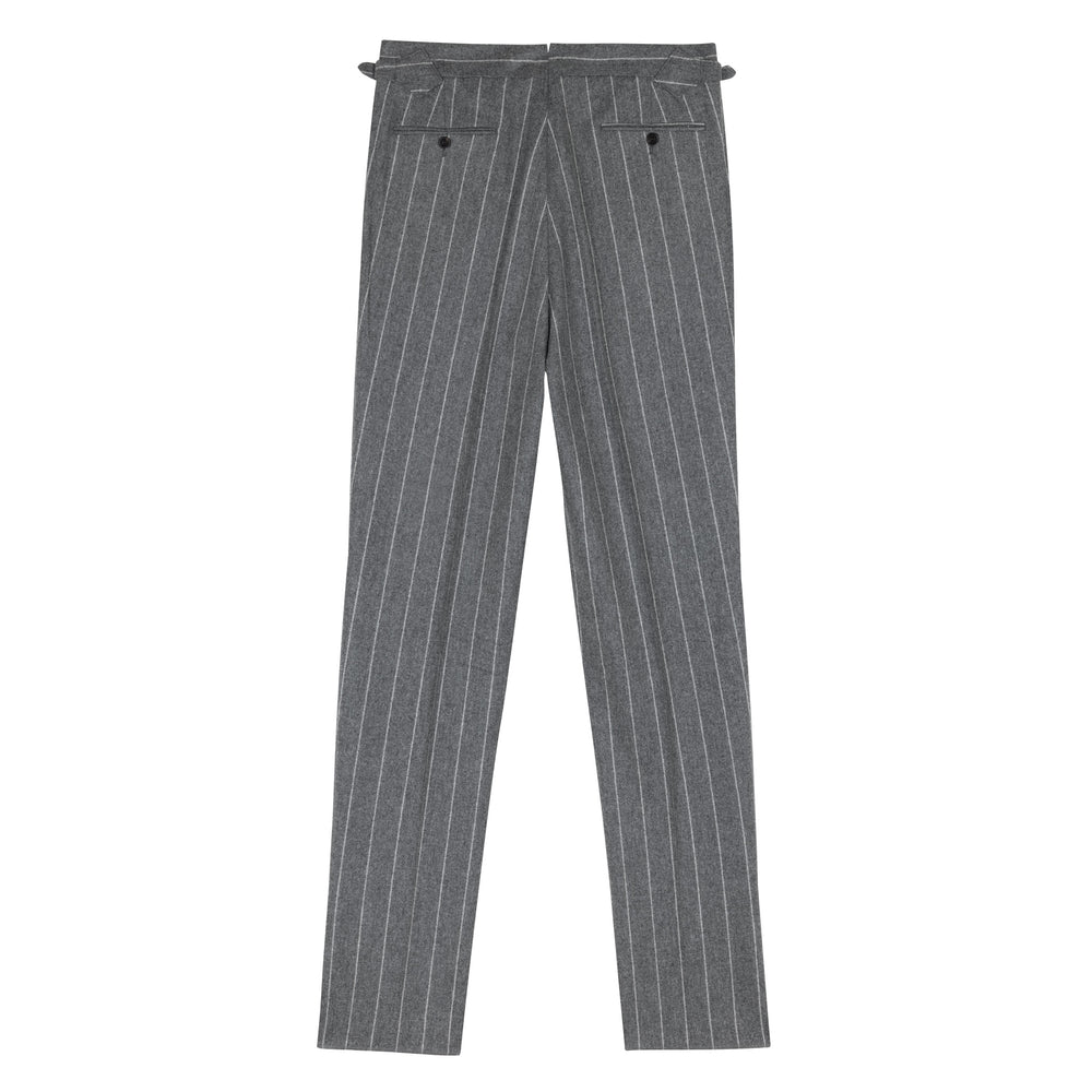 Grant Mid-Grey Wide Chalkstripe Wool Flannel Trousers-Kit Blake