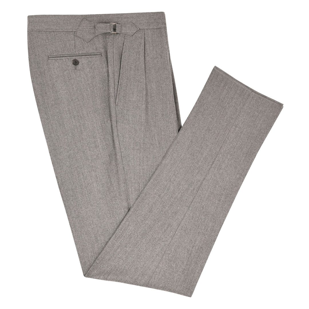 Grant Mid Grey Wool Cashmere Flannel Trousers-Grant-Kit Blake