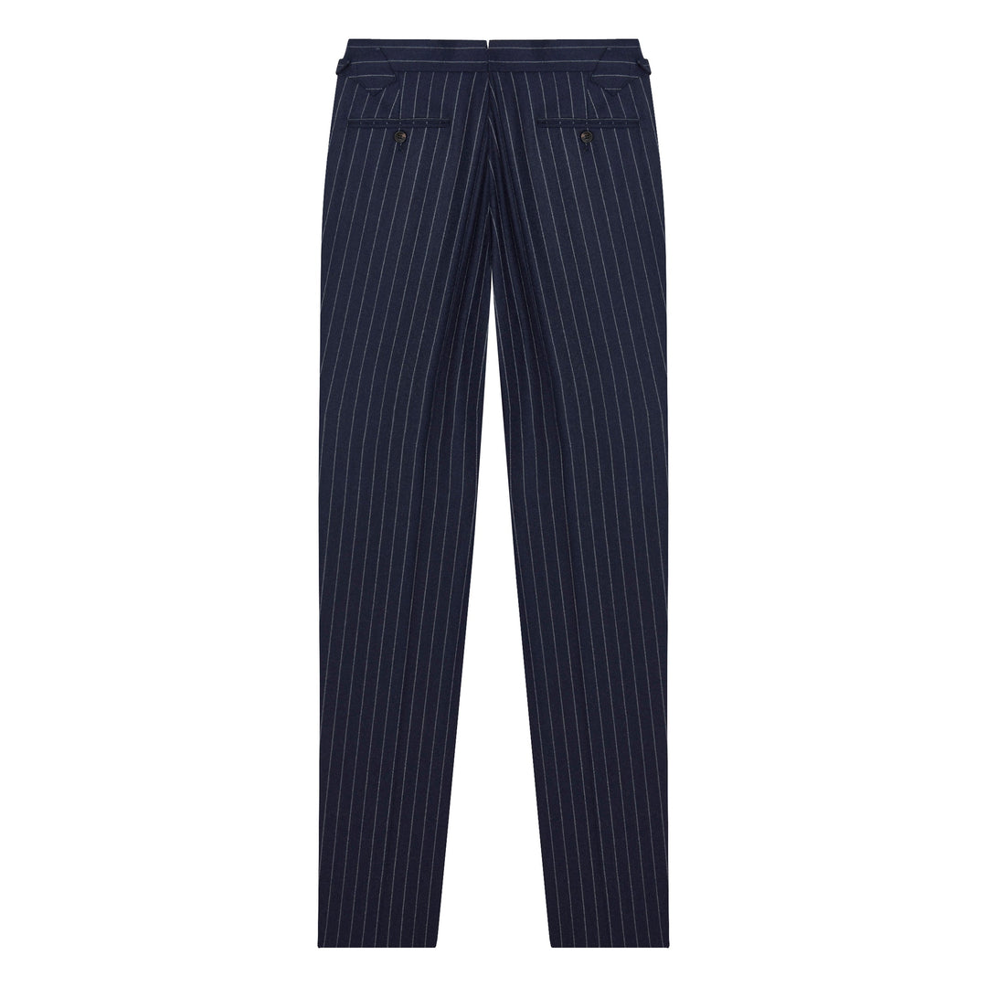 Grant Navy Chalkstripe Wool Flannel trousers-Kit Blake-savilerowtrousers