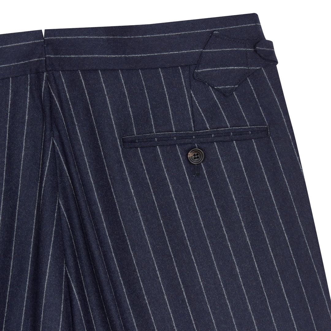 Grant Navy Chalkstripe Wool Flannel trousers-Kit Blake-savilerowtrousers