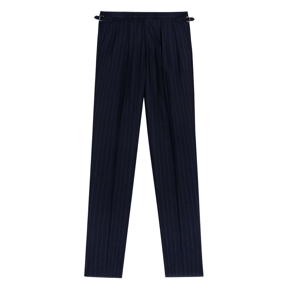 Grant Navy Chalkstripe Wool Flannel Trousers-Kit Blake