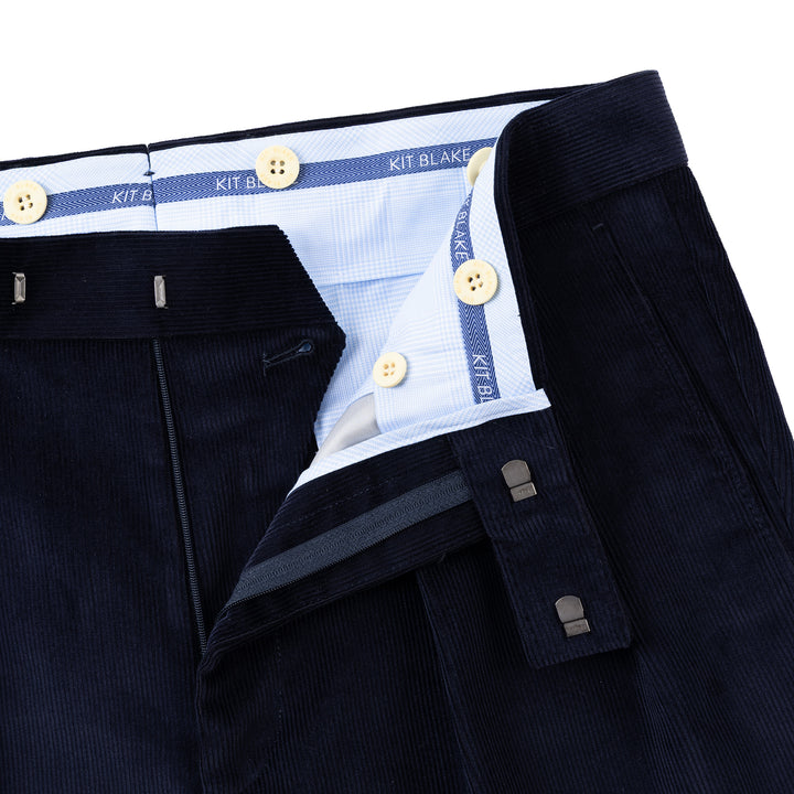 Grant Navy Cotton Corduroy Trousers-Kit Blake