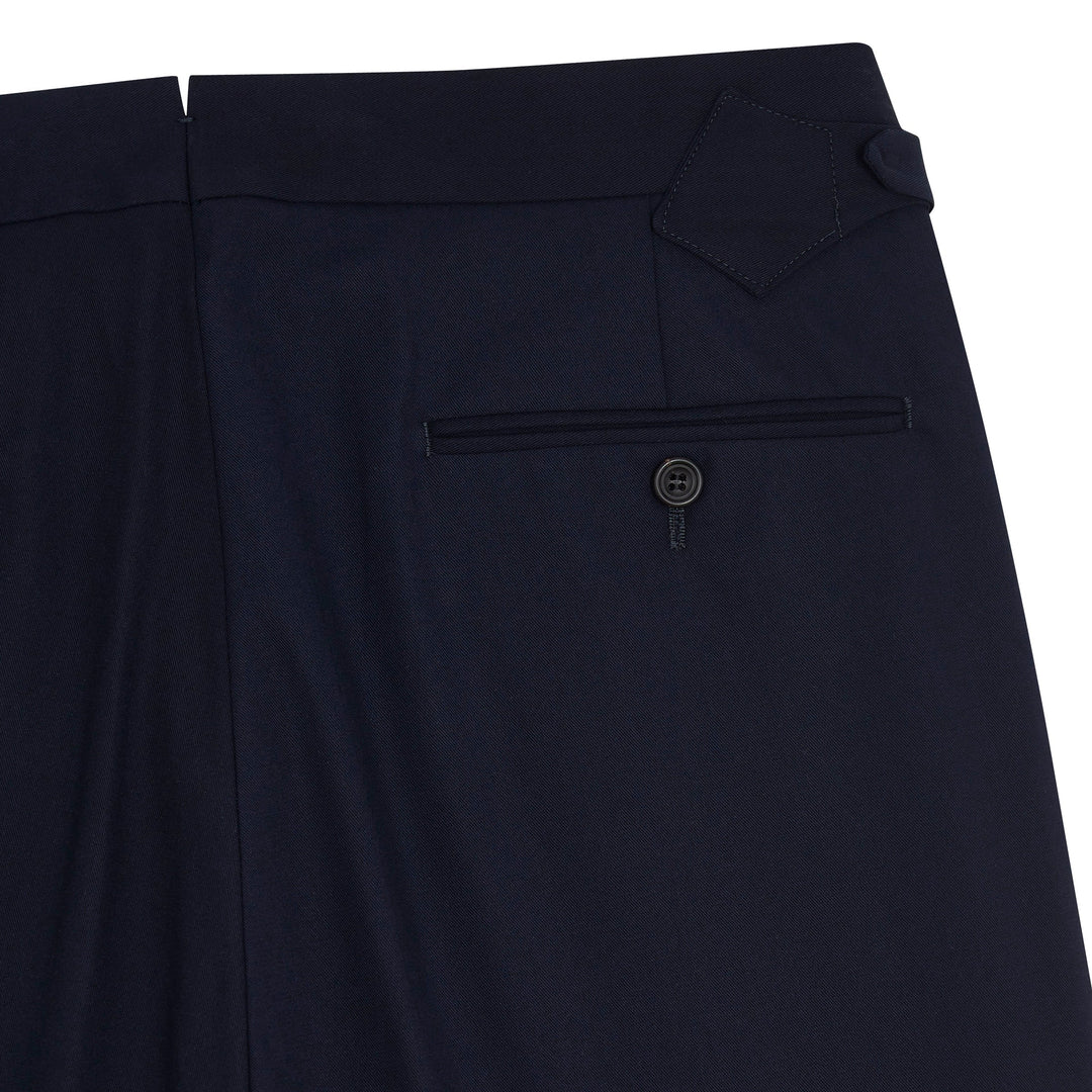 Grant Navy Heavy Cotton Twill trousers-Kit Blake-savilerowtrousers