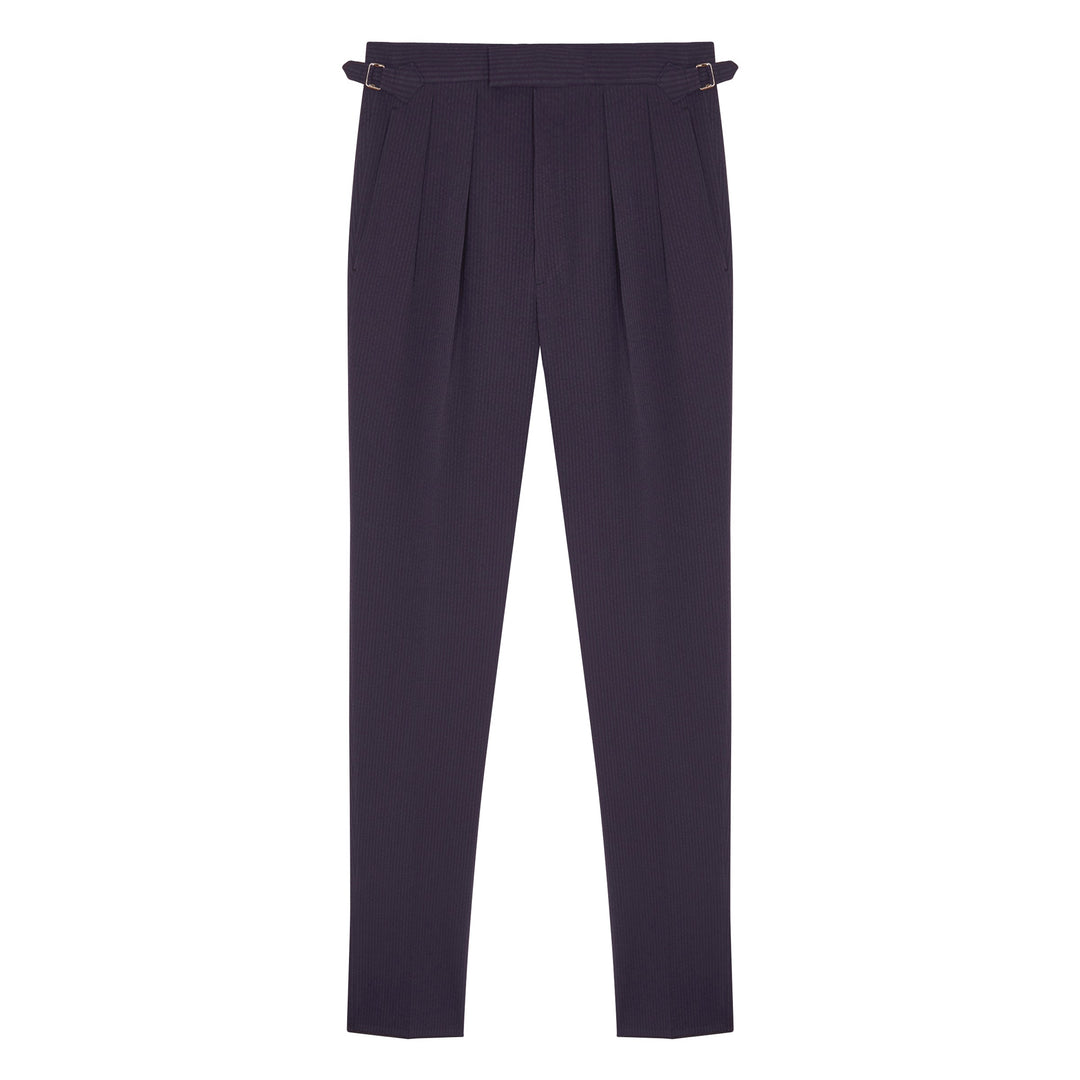 Grant Navy Seersucker Cotton Trousers-Grant-Kit Blake