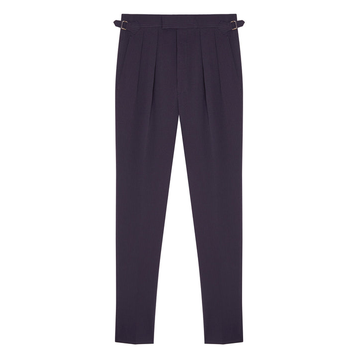 Grant Navy Seersucker Cotton Trousers-Grant-Kit Blake