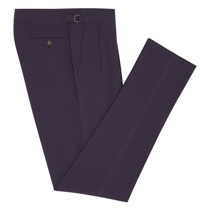 Grant Navy Seersucker Cotton Trousers-Grant-Kit Blake