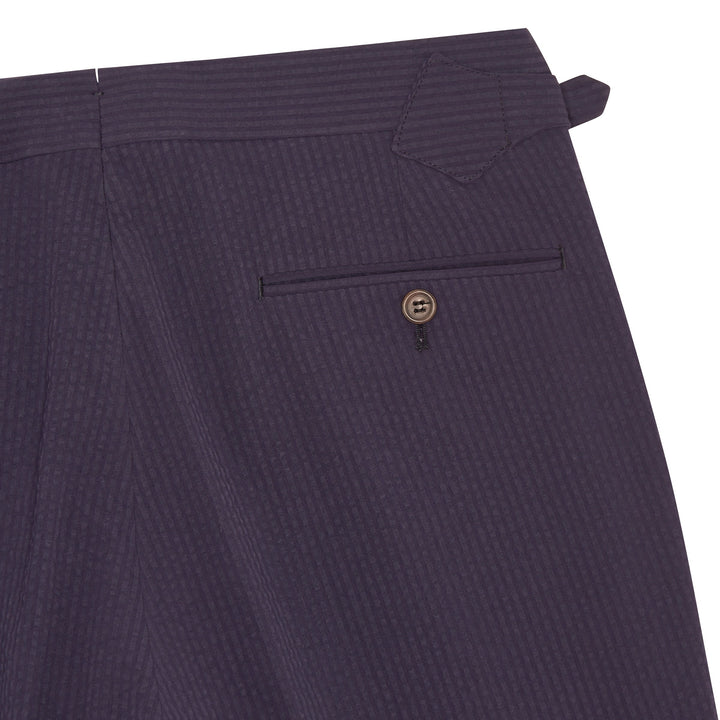 Grant Navy Seersucker Cotton Trousers-Grant-Kit Blake