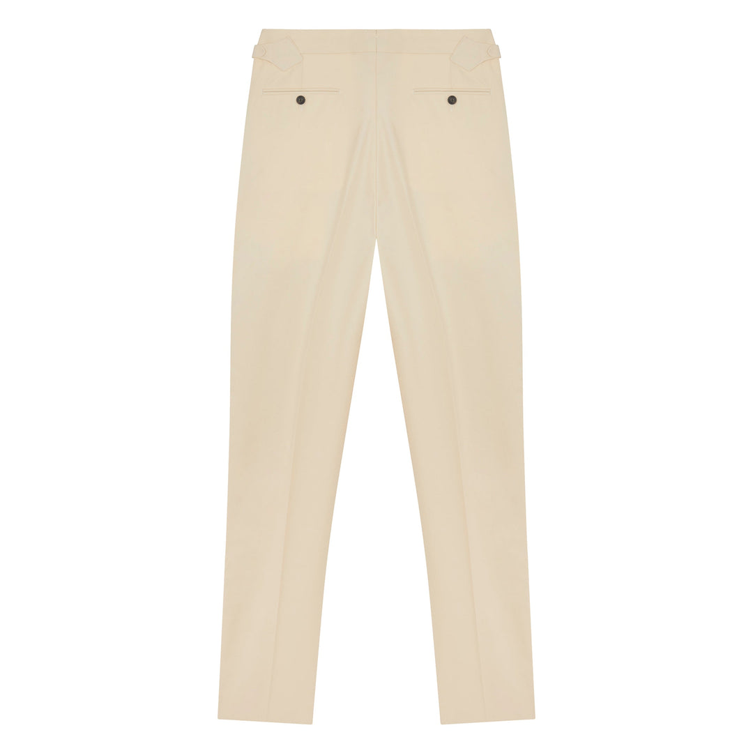 Grant Off-White Cotton Twill Trousers