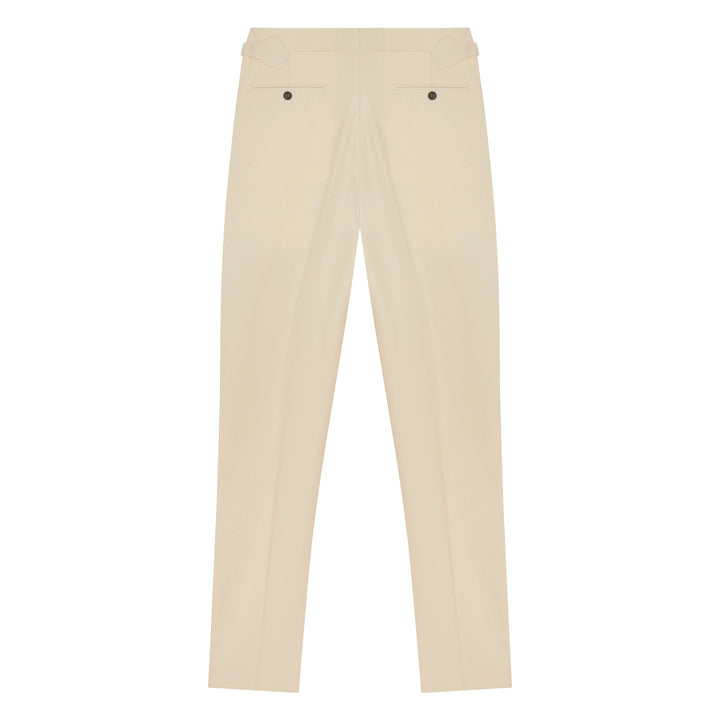 Grant Off-White Cotton Twill Trousers