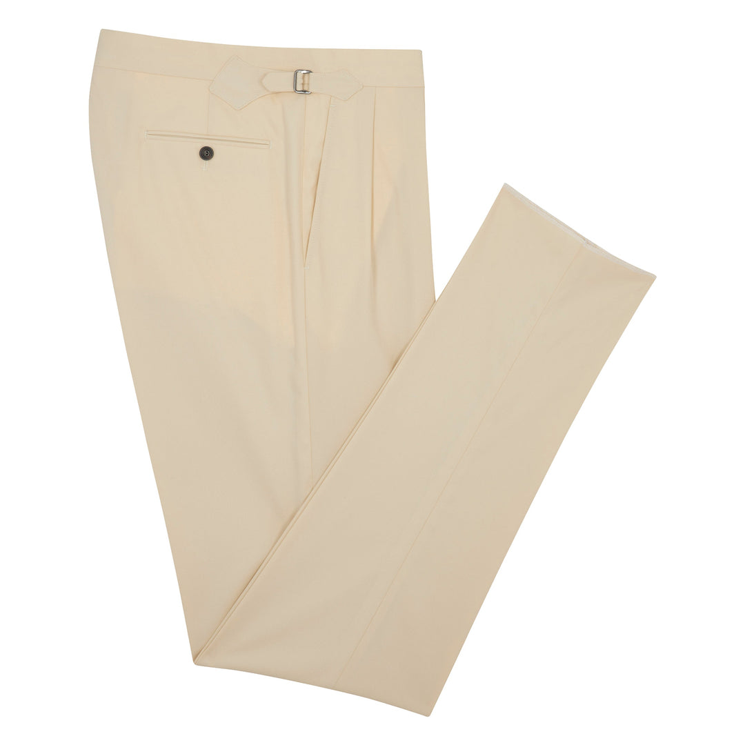 Grant Off-White Cotton Twill Trousers