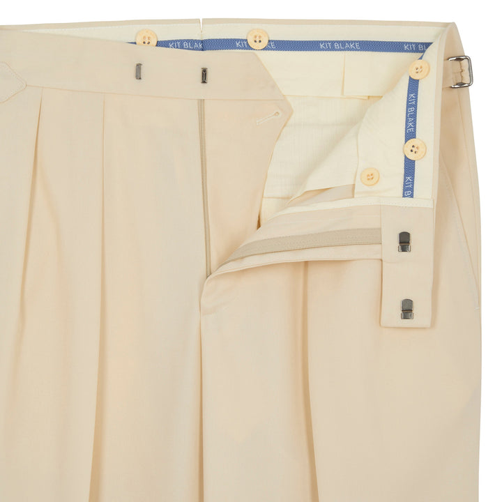 Grant Off-White Cotton Twill Trousers