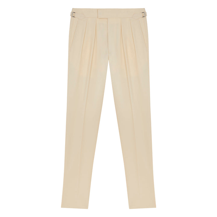 Grant Off-White Cotton Twill Trousers