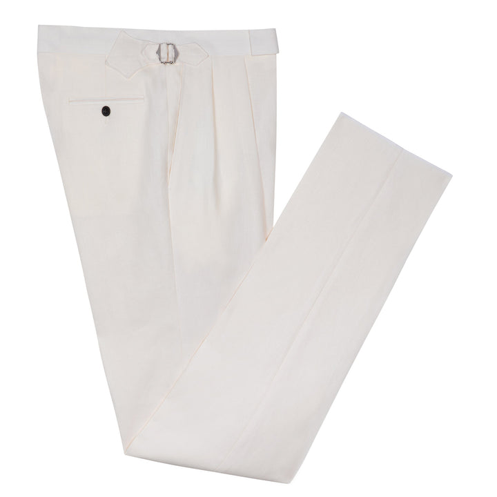 Grant Off-White Linen Trousers-Kit Blake-Savile Row Inspired